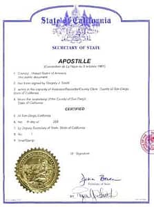certificat de coutume apostille